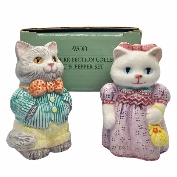 Country Purr-fection Cat Kitten Salt & Pepper Set Avon Vintage 1992 New in Box - Picture 12 of 12